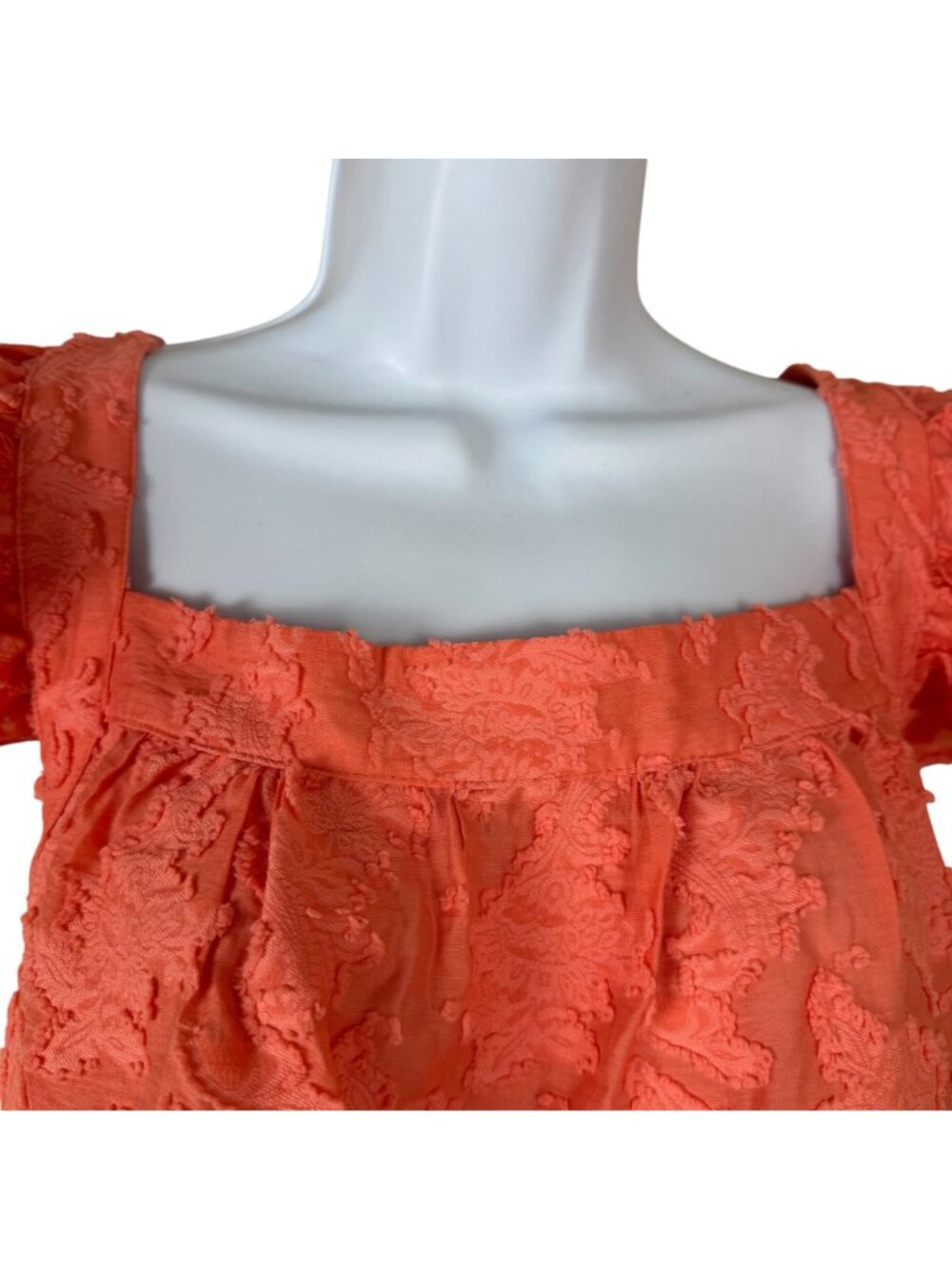 by Anthropologie Amber Ruffled Tank Top Coral Lrg Petite Flutter Sleeve Textured - Picture 2 of 11
